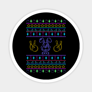 Glamrock Bowling Bunny Ugly Holiday Sweater Magnet